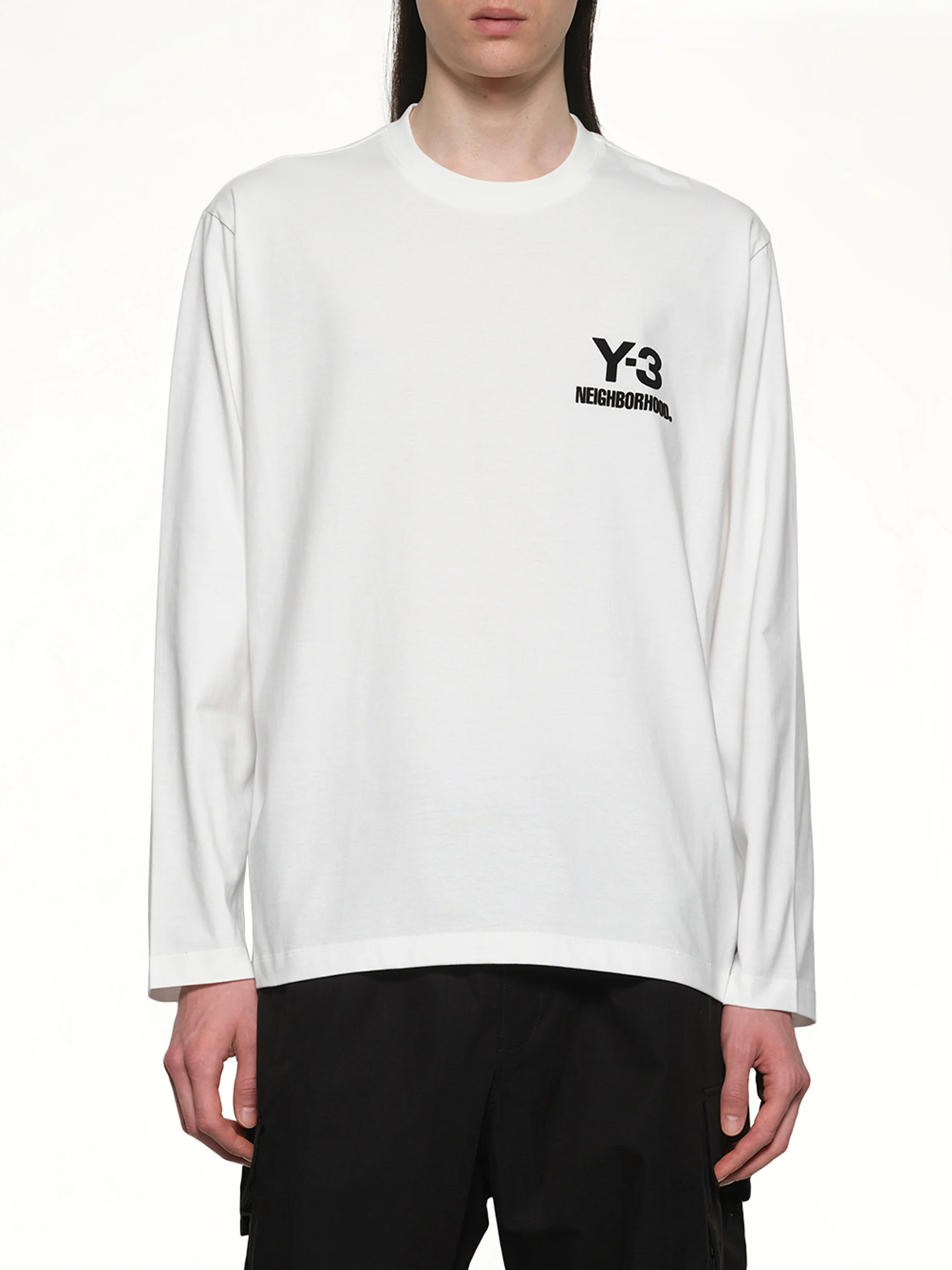 Y-3 X NBHD Logo Ls T-Shirt in White - Image 6