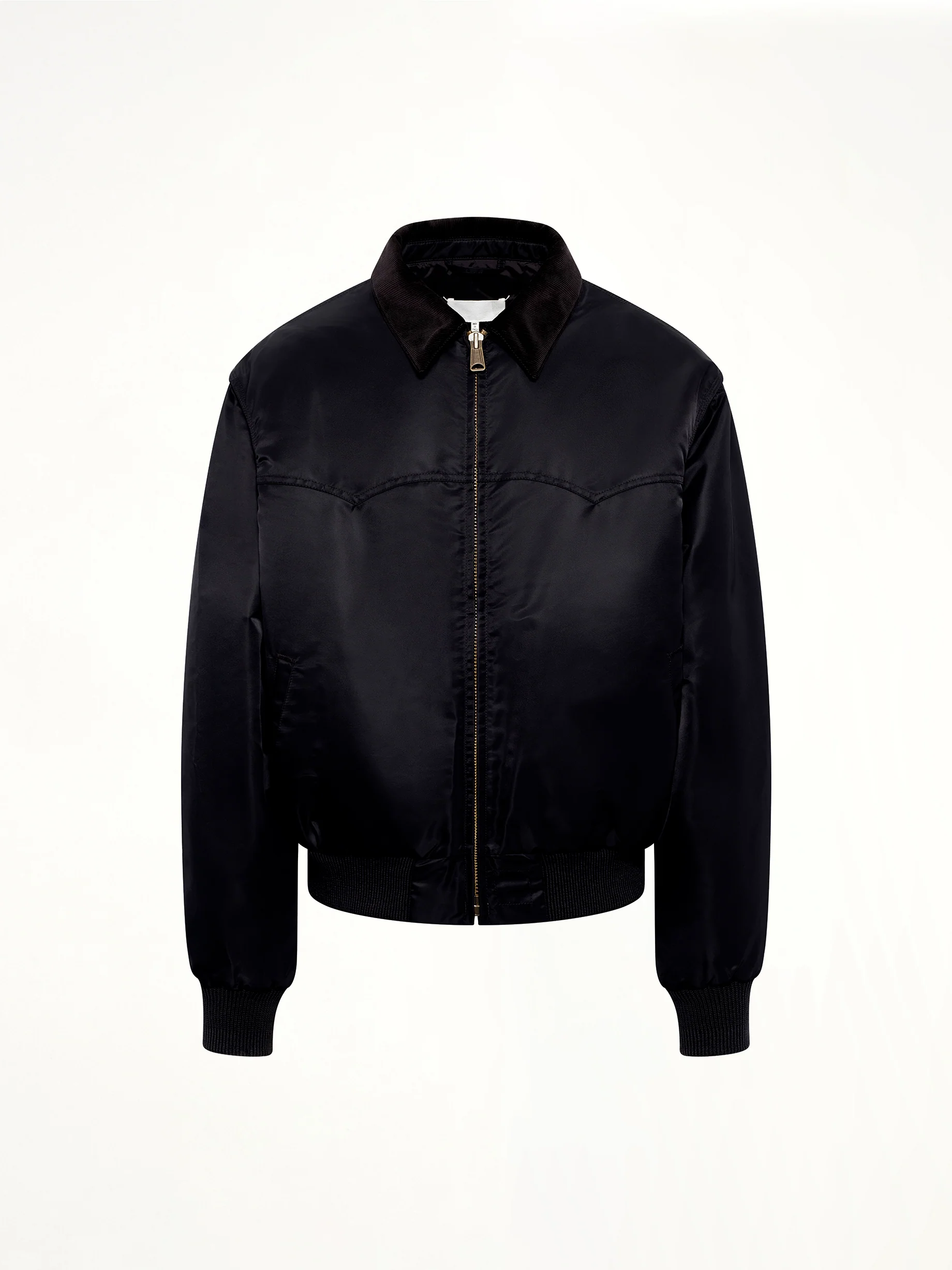 Zip-Up Bomber Jacket in Black - Image 2