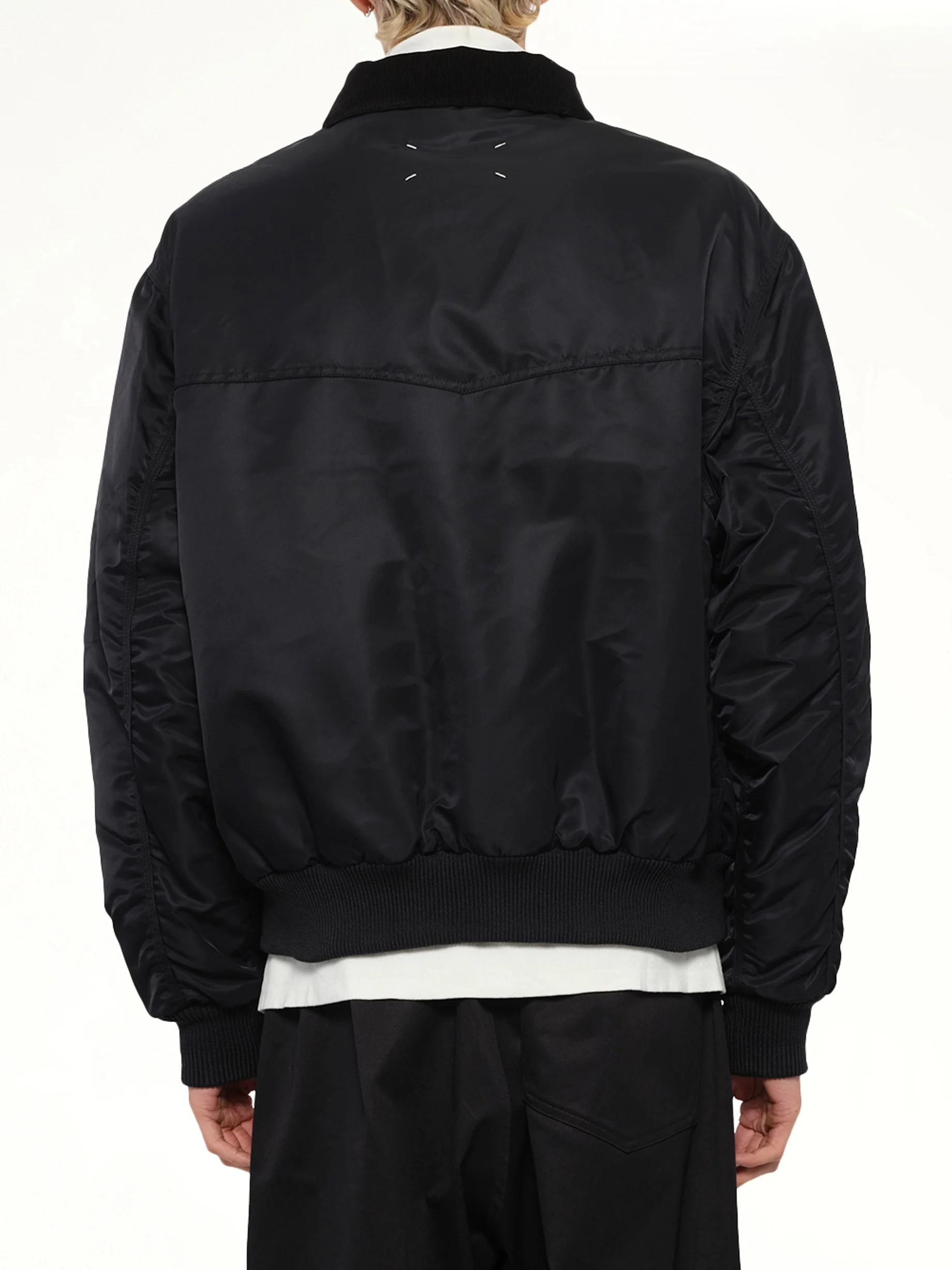 Zip-Up Bomber Jacket in Black - Image 5