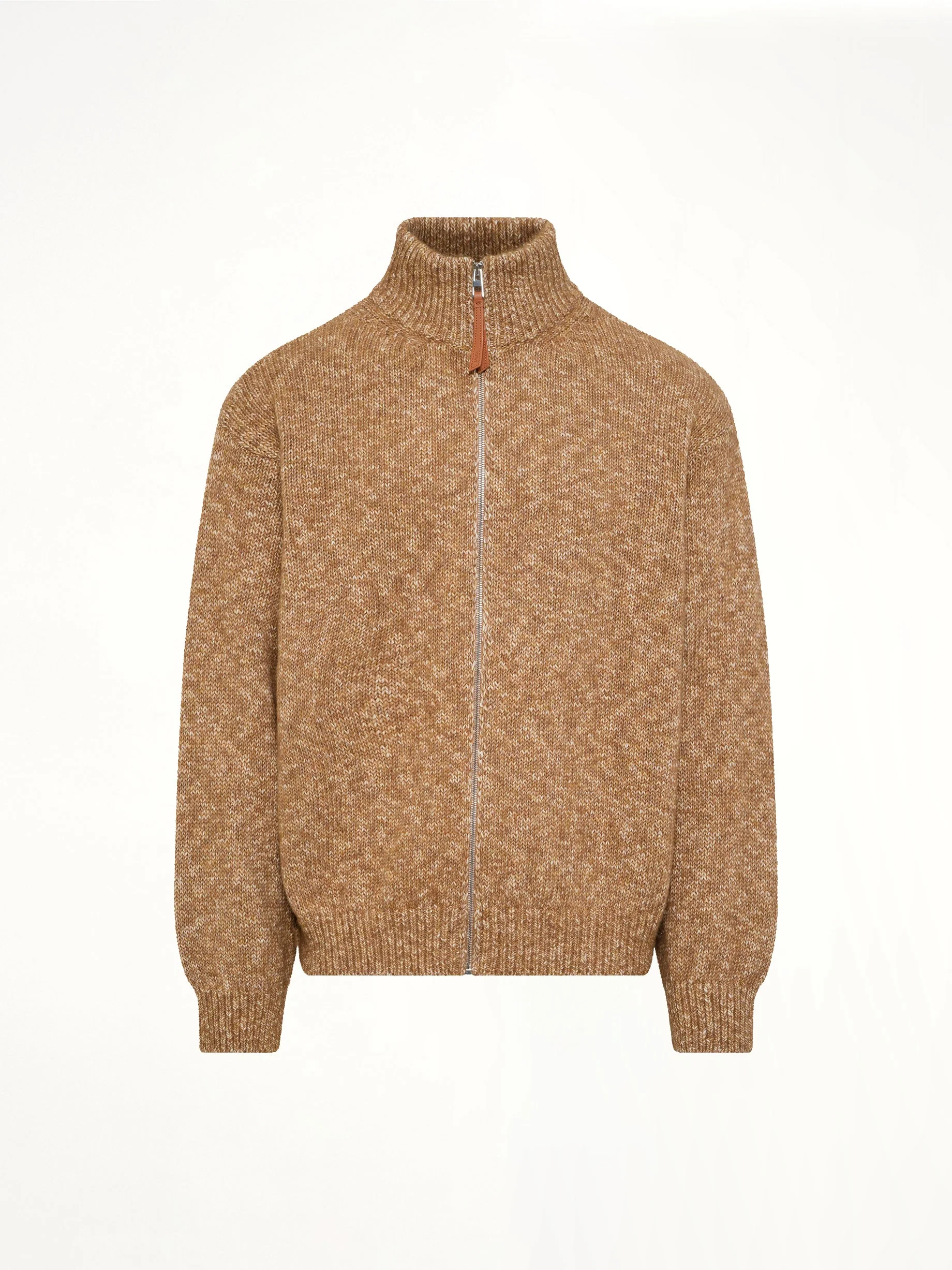 Zip-Up Cardigan in Beige - Image 2