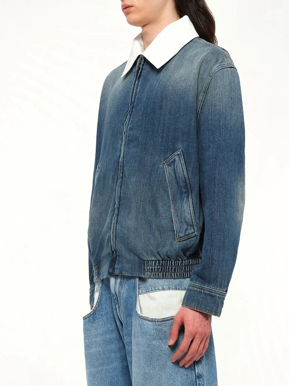 Zip-Up Denim Jacket in Blue - Image 3