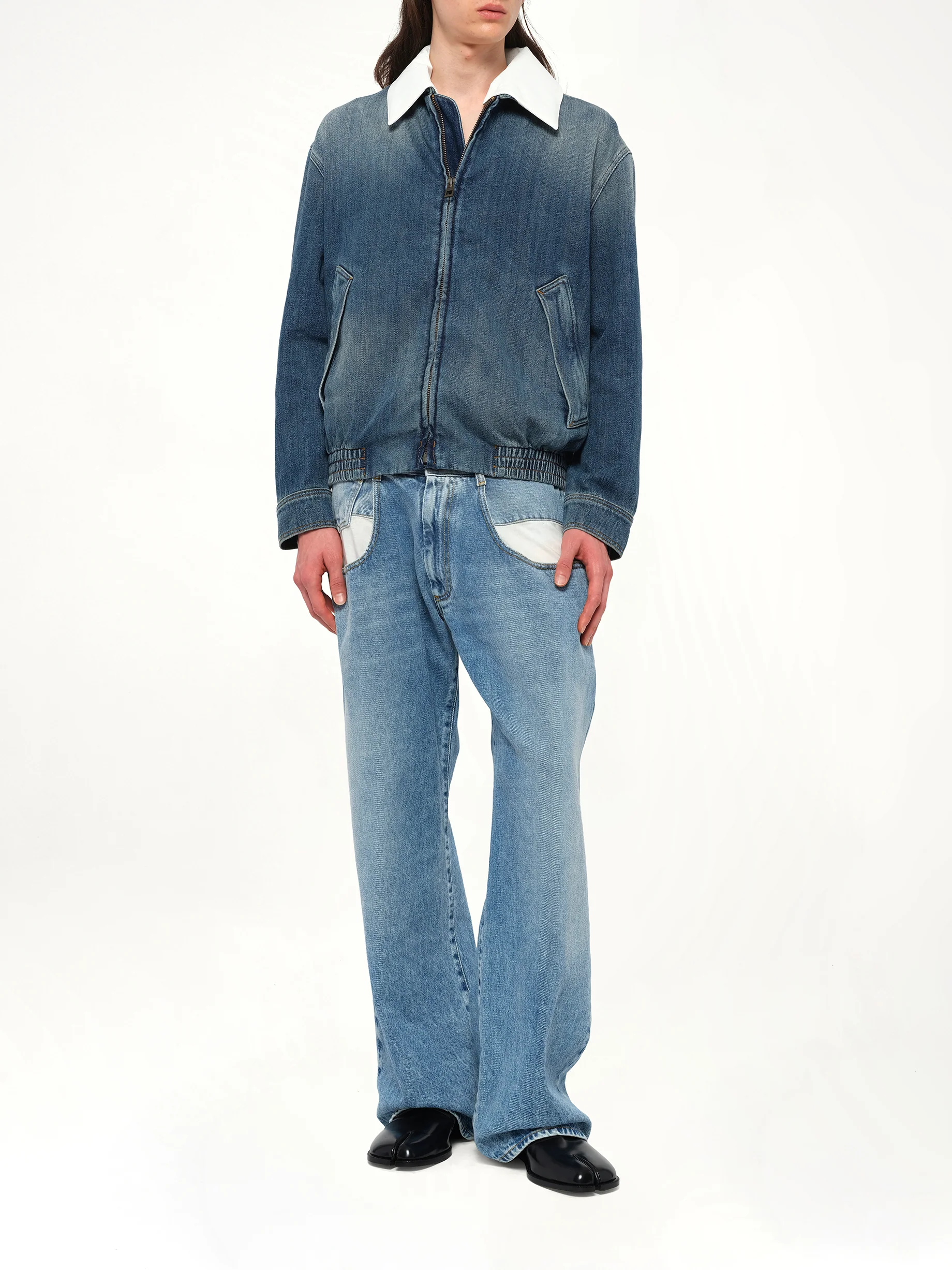 Zip-Up Denim Jacket in Blue - Image 4