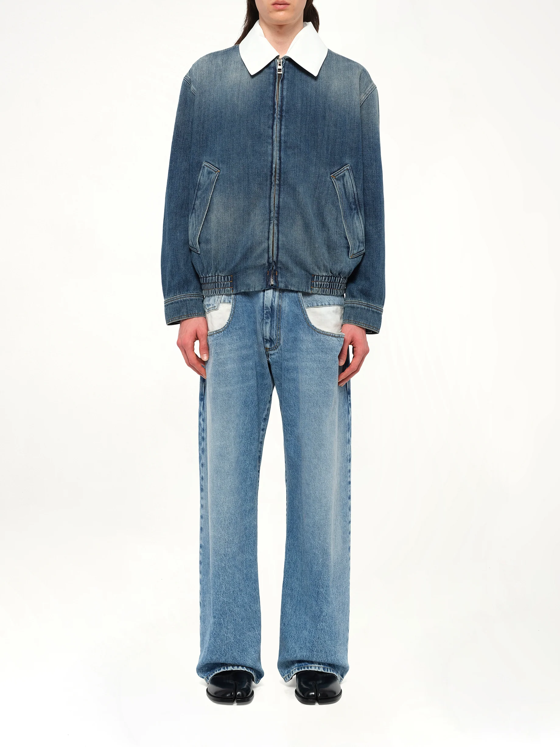 Zip-Up Denim Jacket in Blue - Image 7