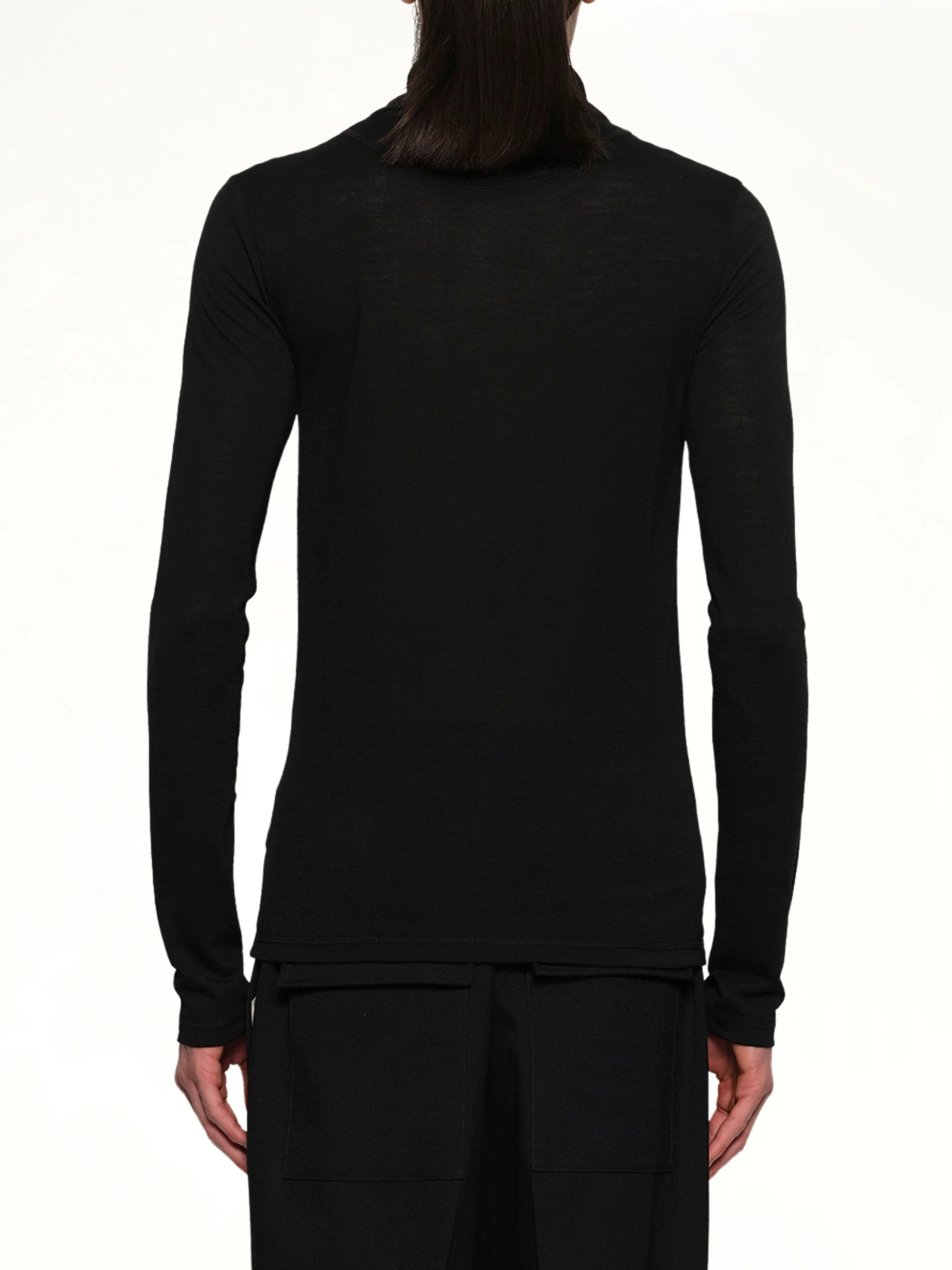 Zip Up High Neck Long Sleeve T-Shirt in Black - Image 5