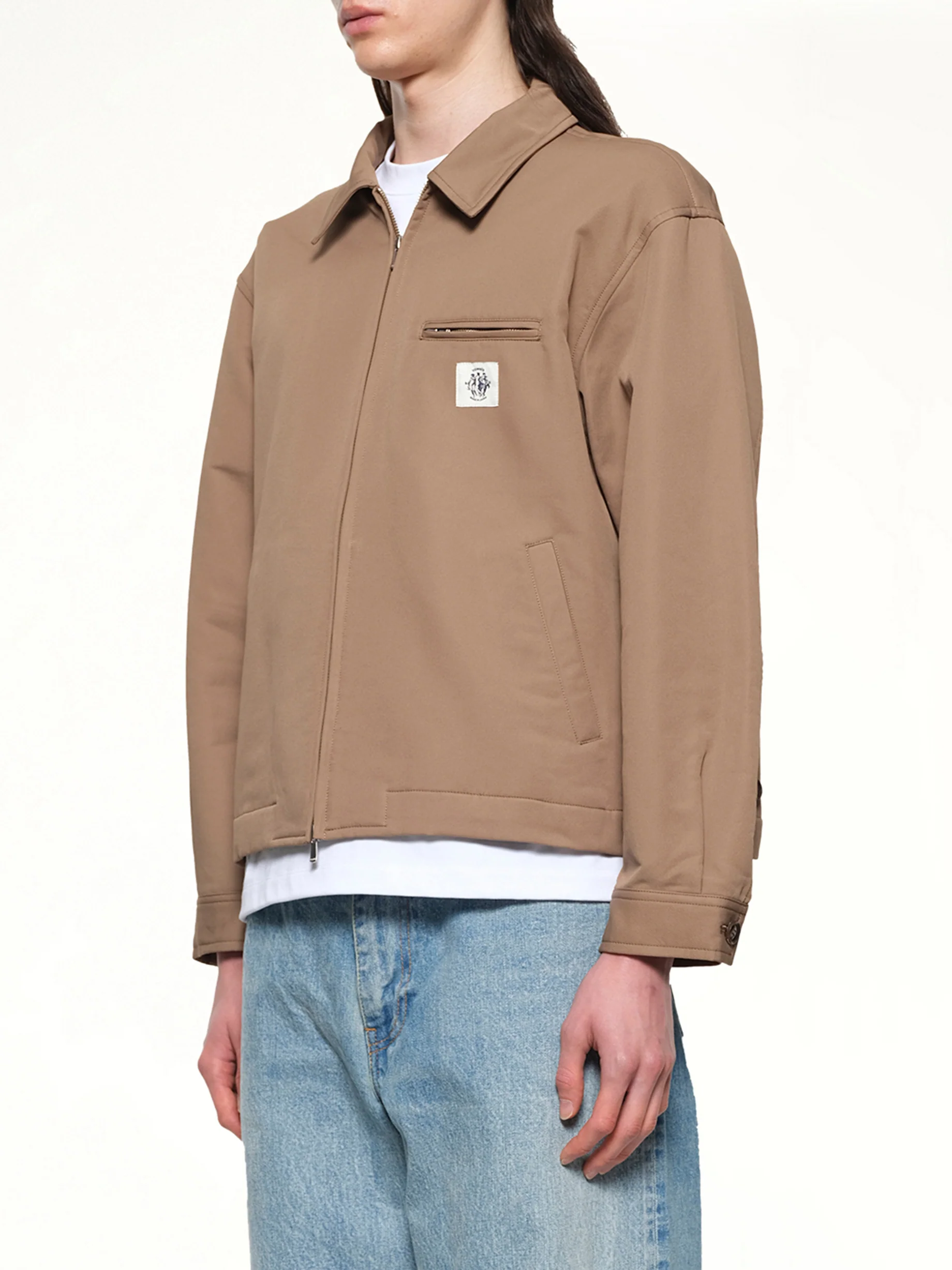 Zip Up Jacket in Khaki - Image 3