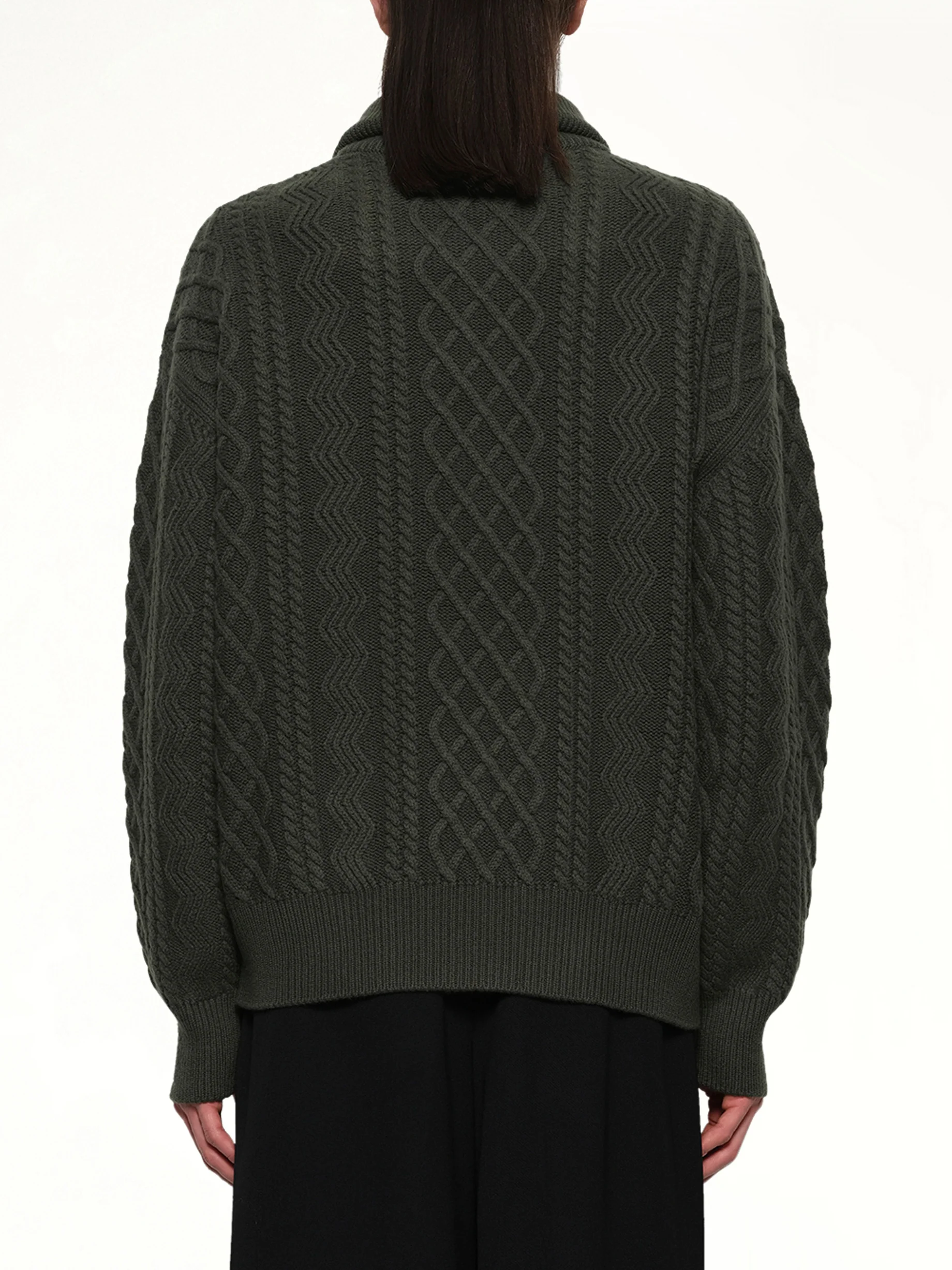 Zip Up Sweater in Khaki Green - Image 5