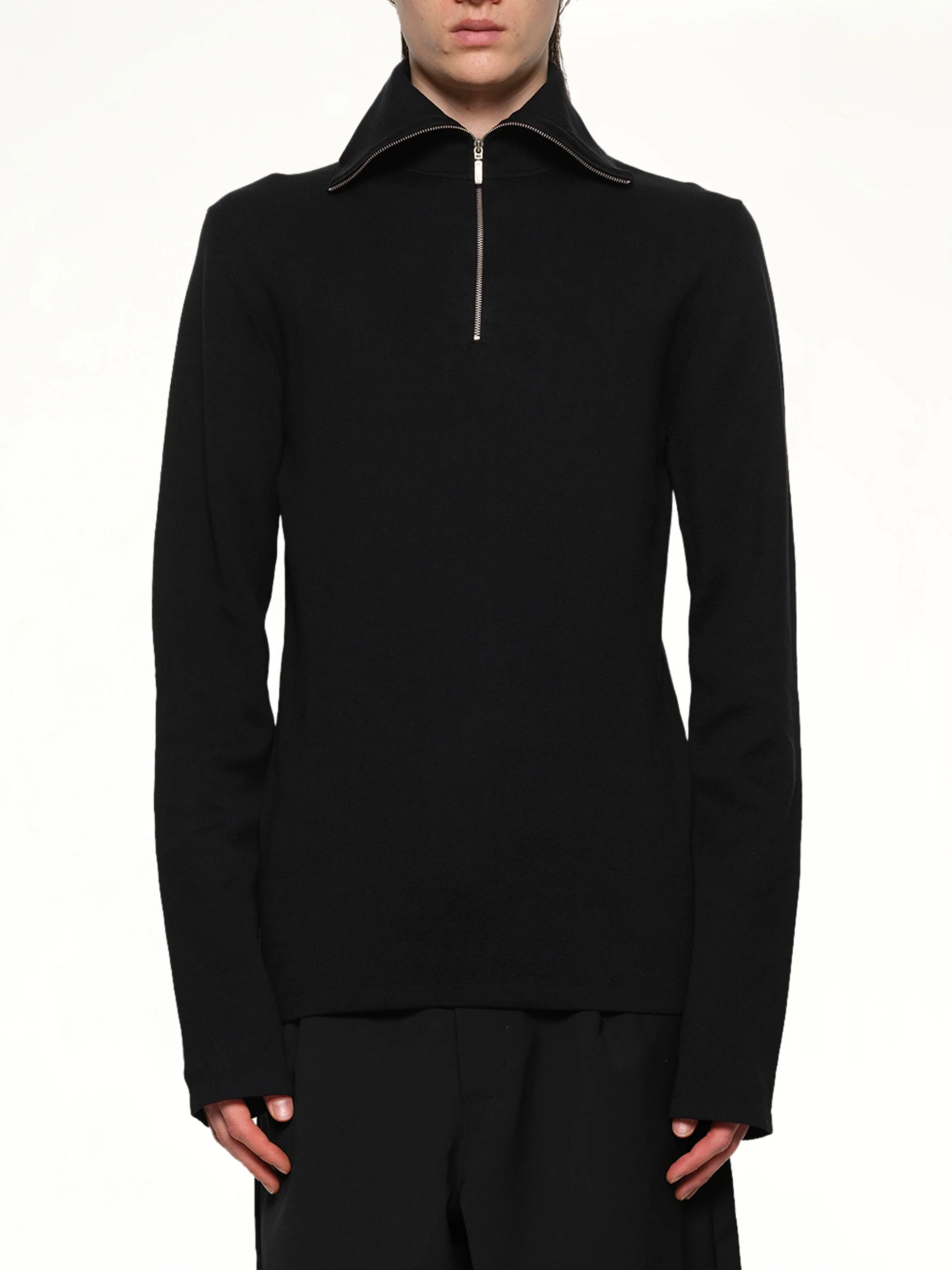 Zip Up Turtle Neck in Black
