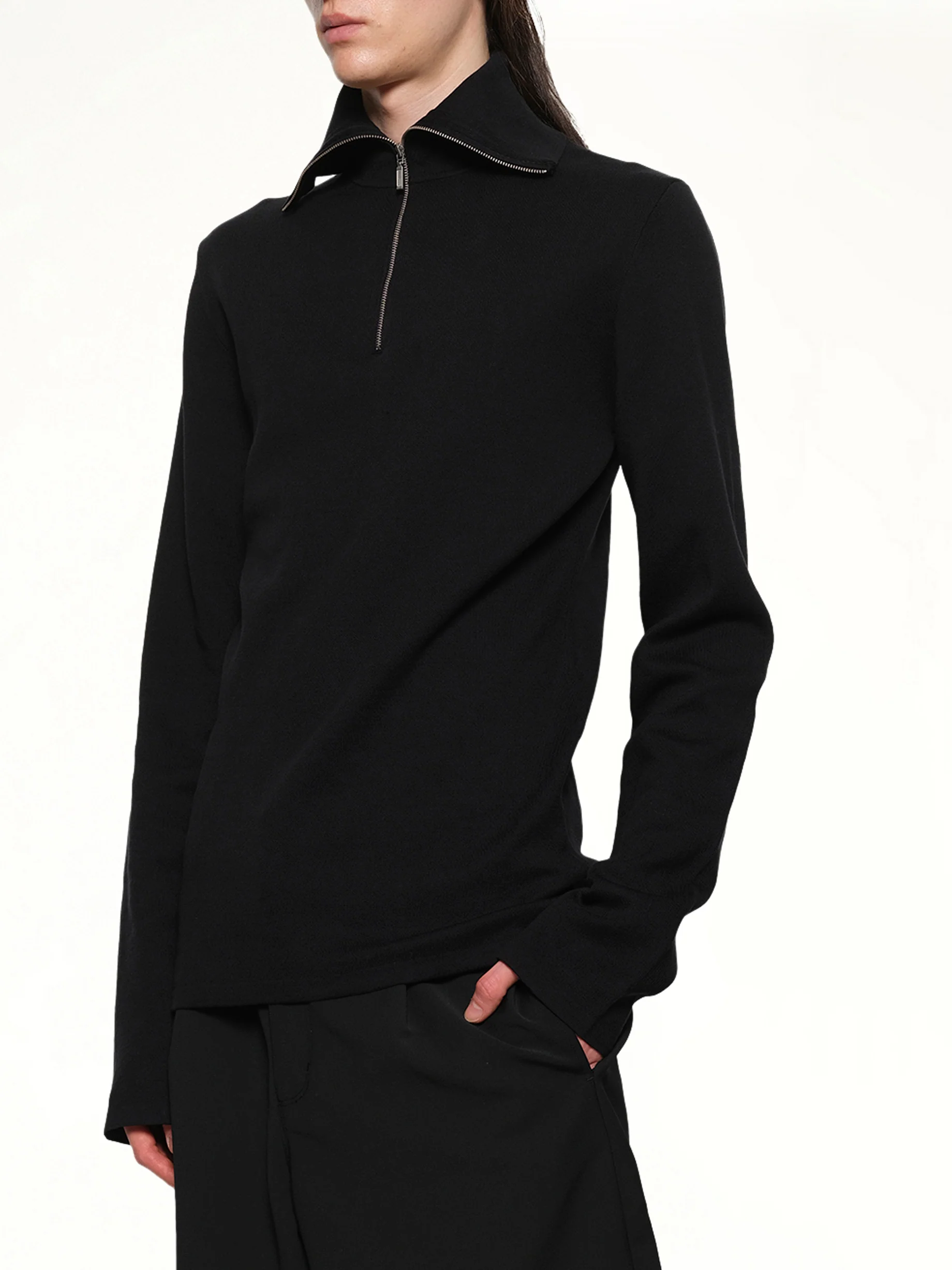 Zip Up Turtle Neck in Black - Image 6
