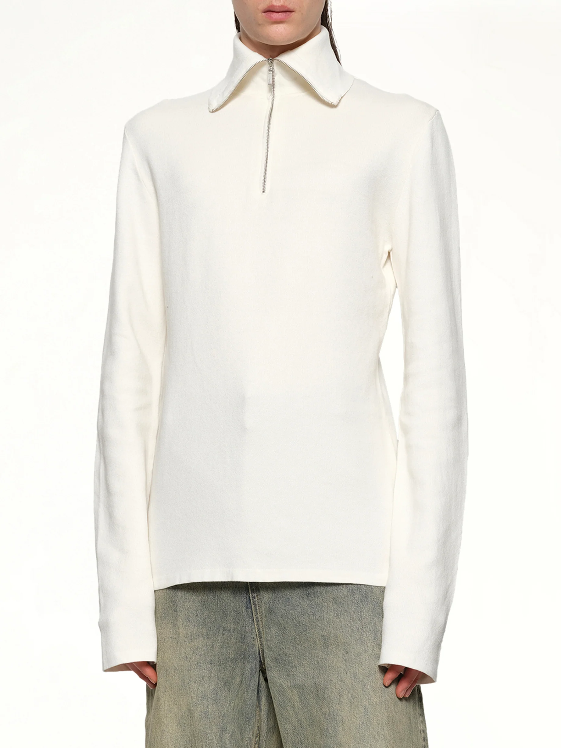 Zip Up Turtle Neck in Ivory - Image 6