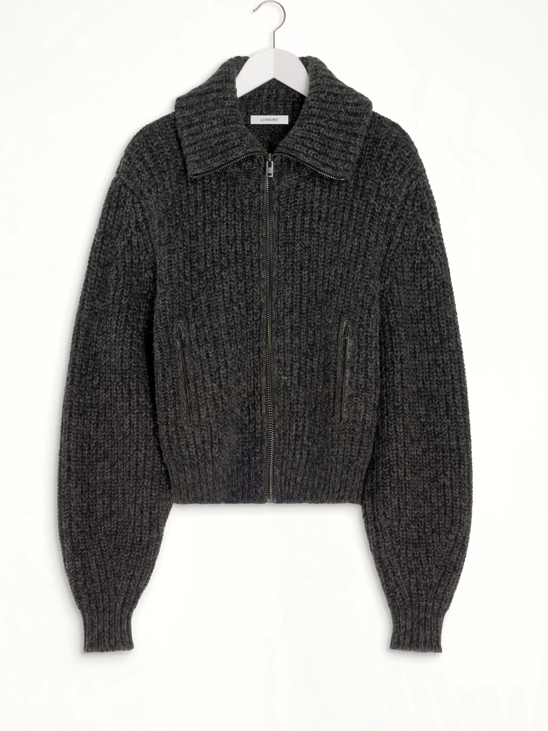 Zipped Cardigan in Black / Mink Brown - Image 2
