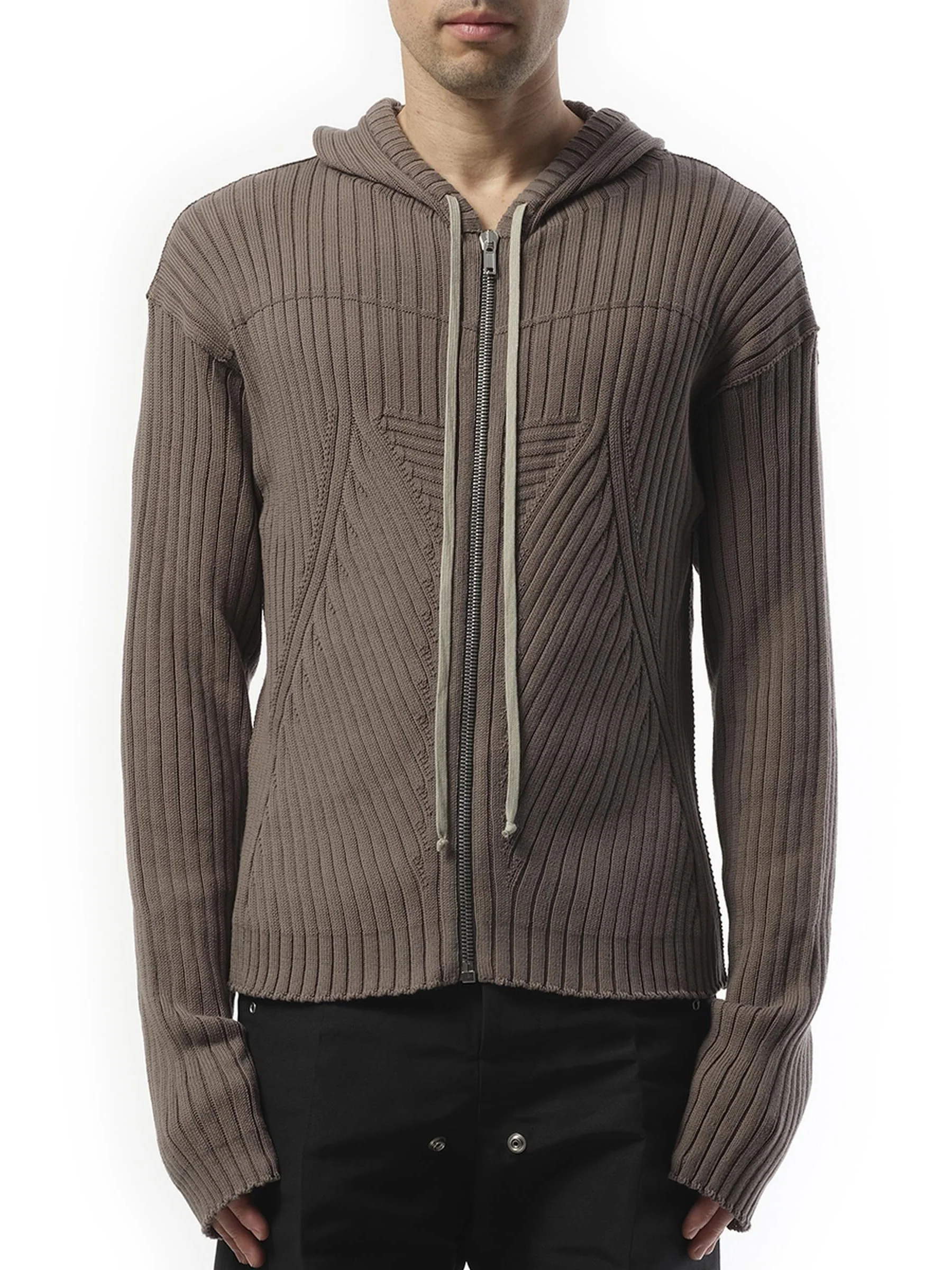 Zipped Knit Hoodie in Dust