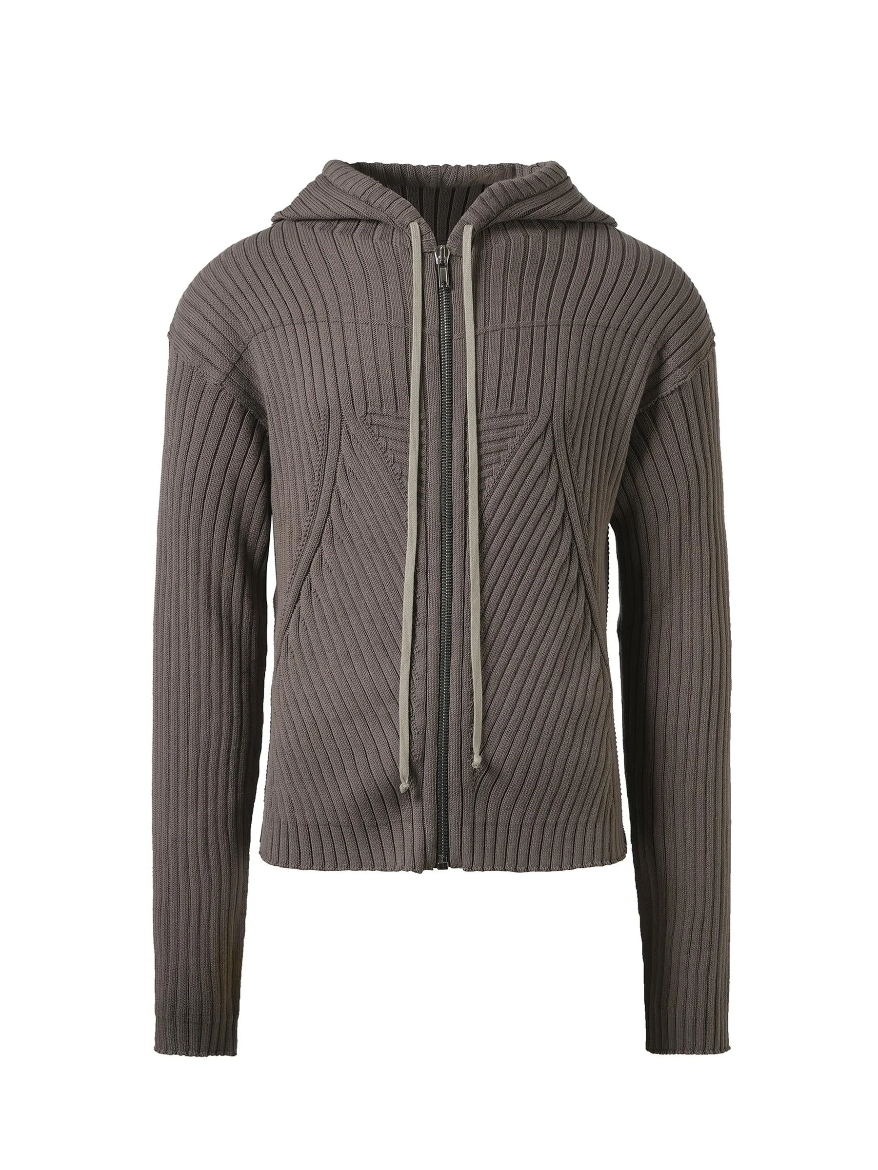 Zipped Knit Hoodie in Dust - Image 2