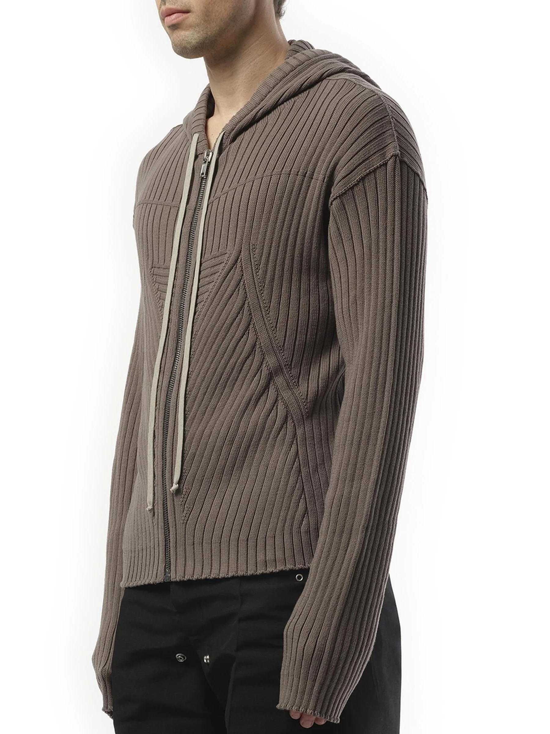 Zipped Knit Hoodie in Dust - Image 3