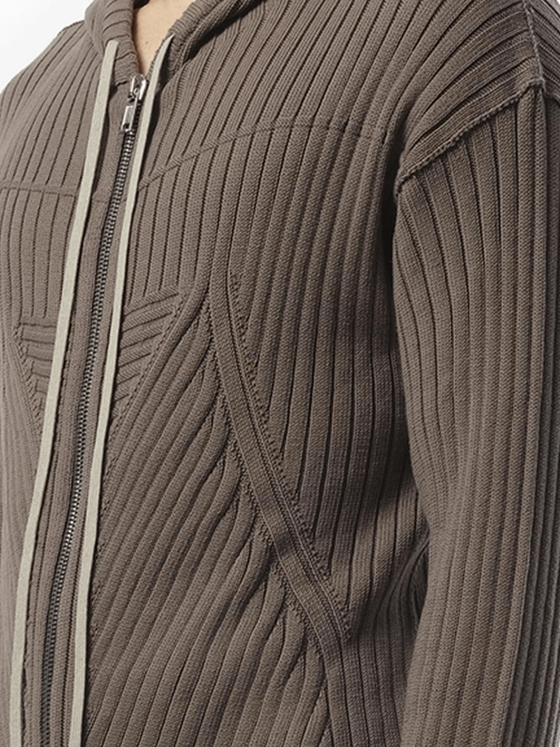 Zipped Knit Hoodie in Dust - Image 4