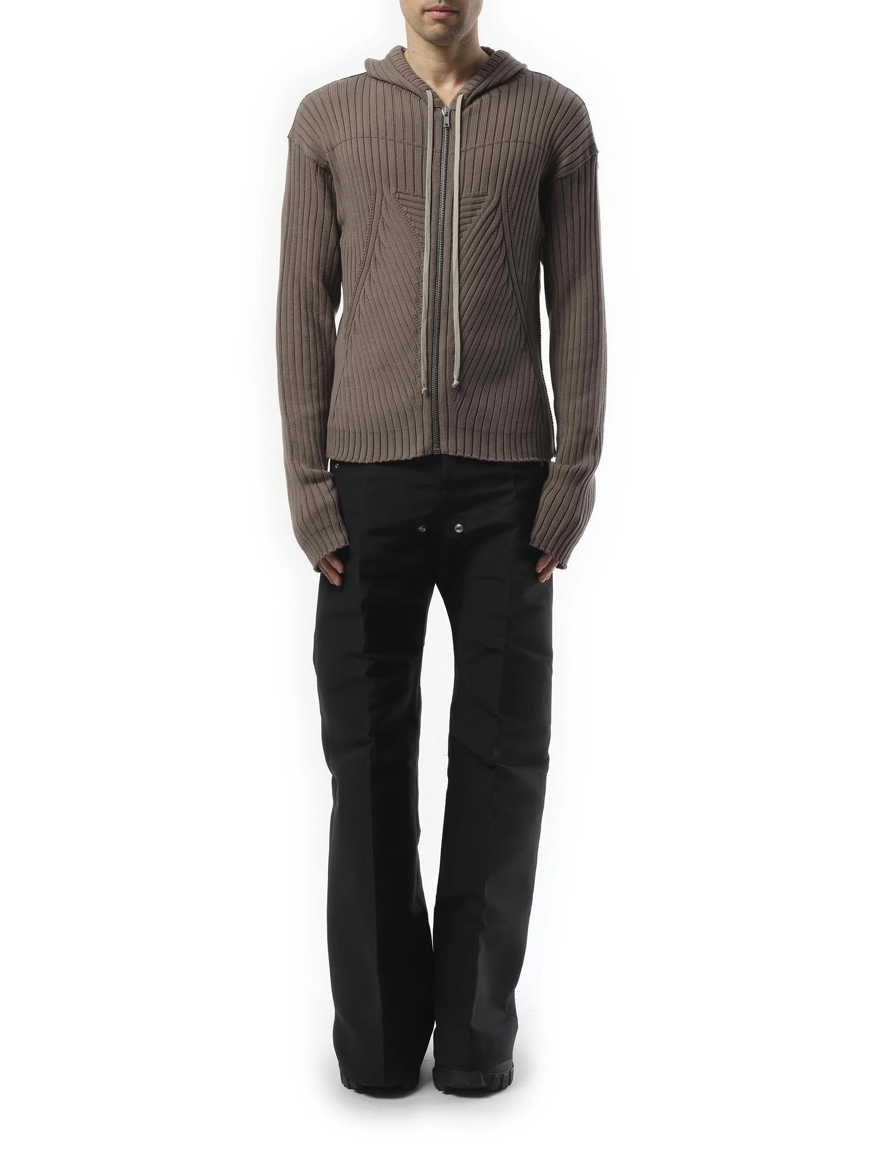 Zipped Knit Hoodie in Dust - Image 5