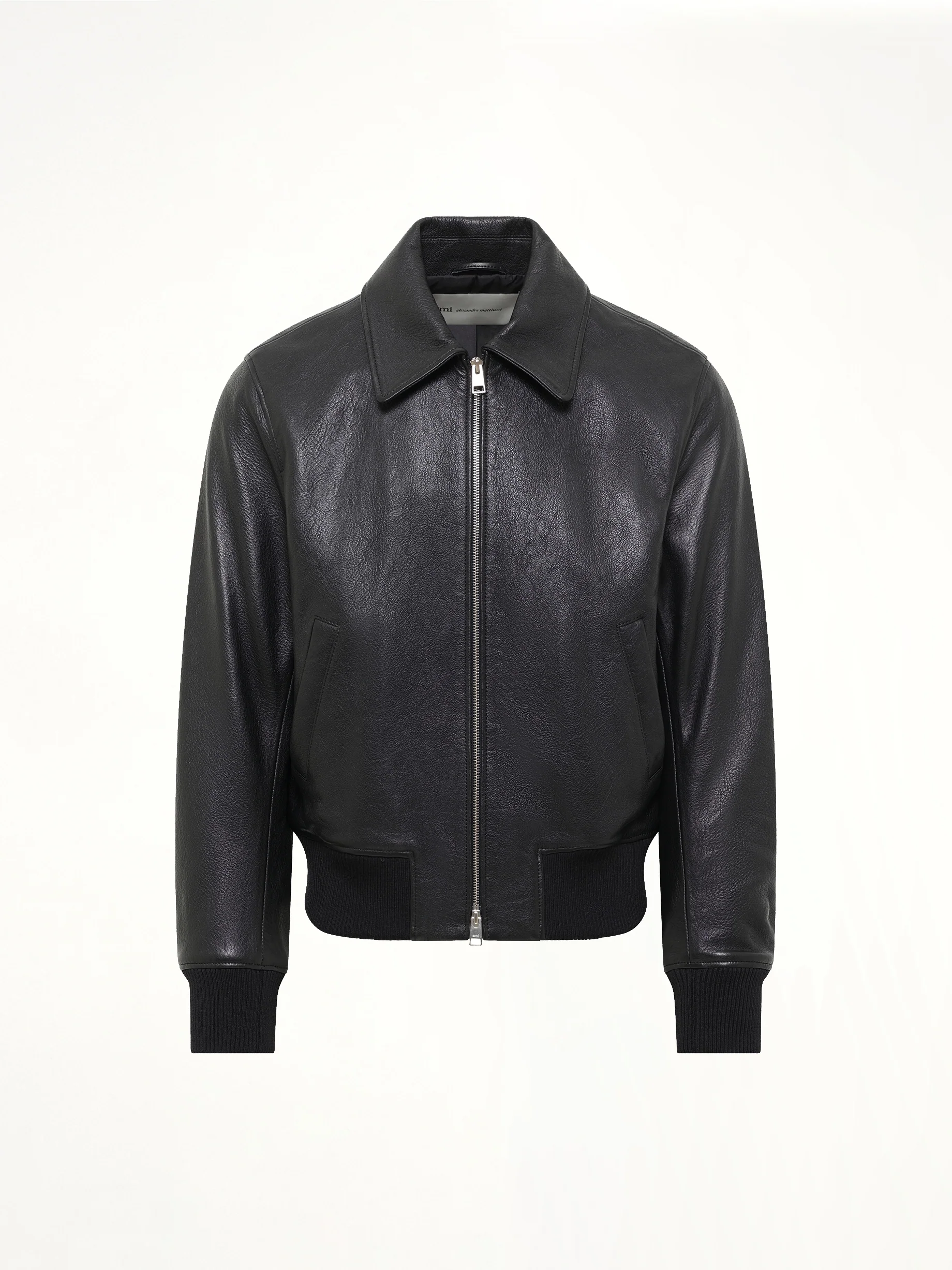 Zipped Leather Jacket in Black - Image 2