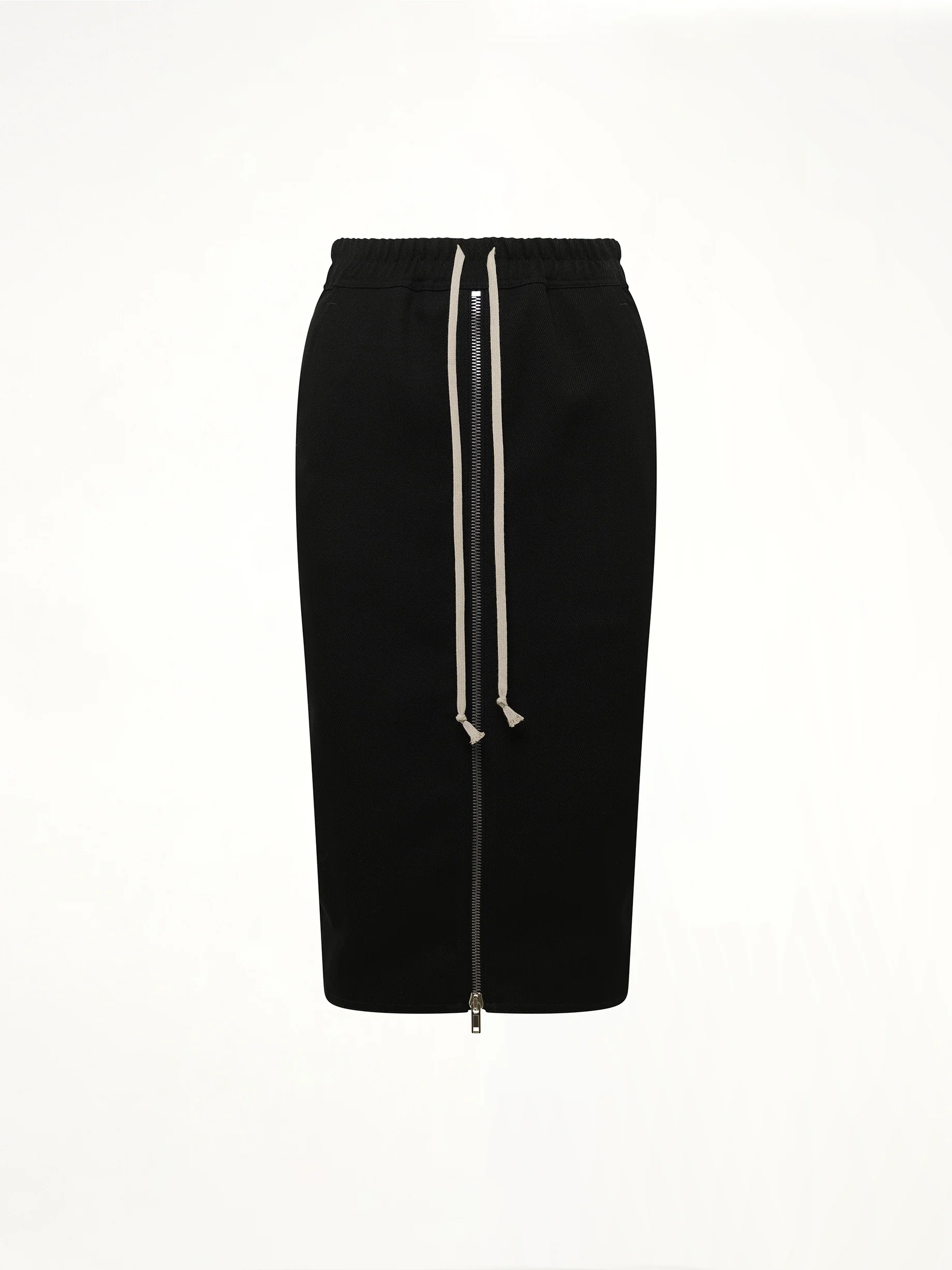 Zipped Short Pillar Skirt in Black - Image 2
